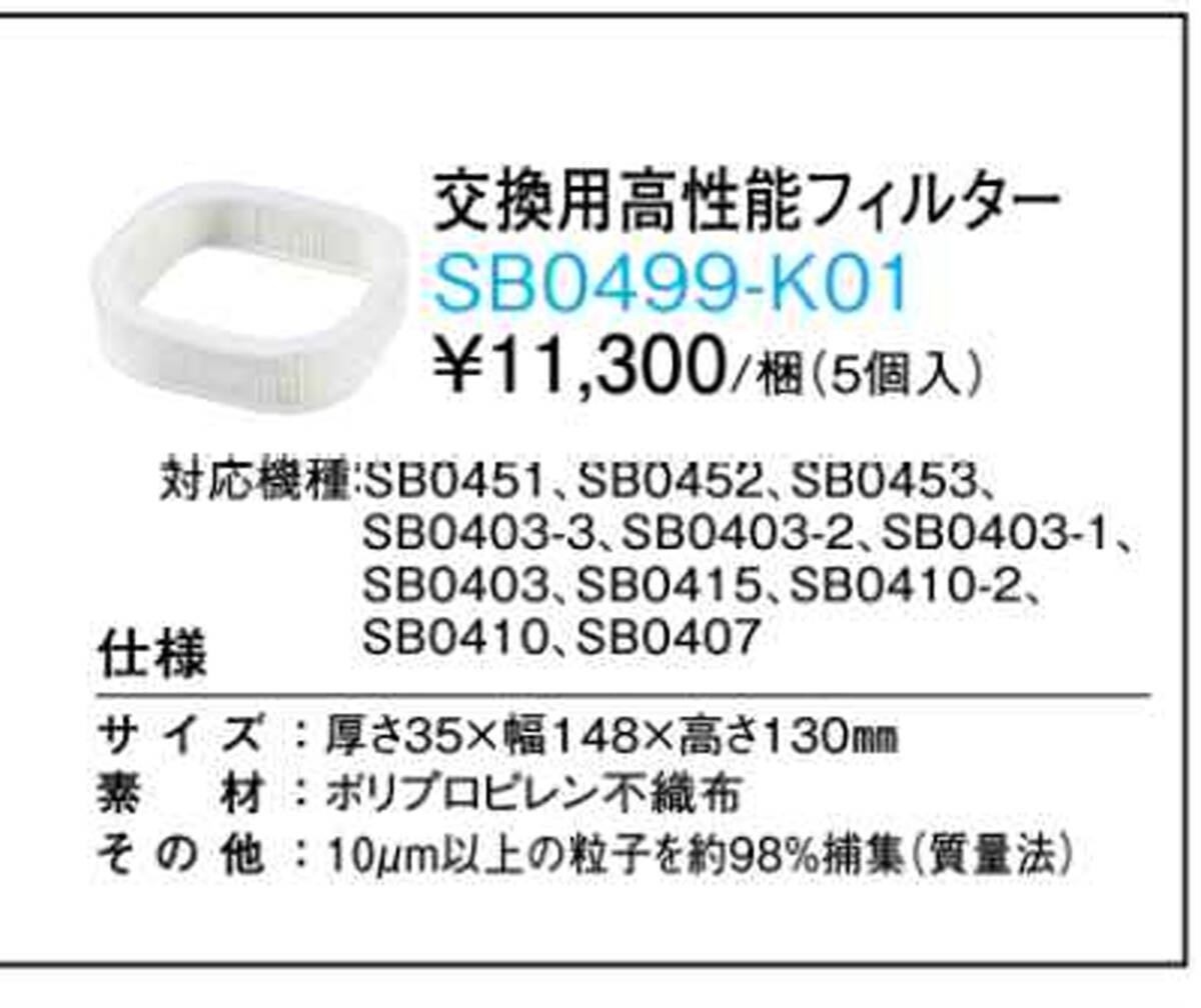 ∞ ② 未開封品 24時間換気システム エアスマート 交換用高性能フィルター SB0499-K01 第一種換気方式 全室換気タイプ SB0451 SB0452_画像2