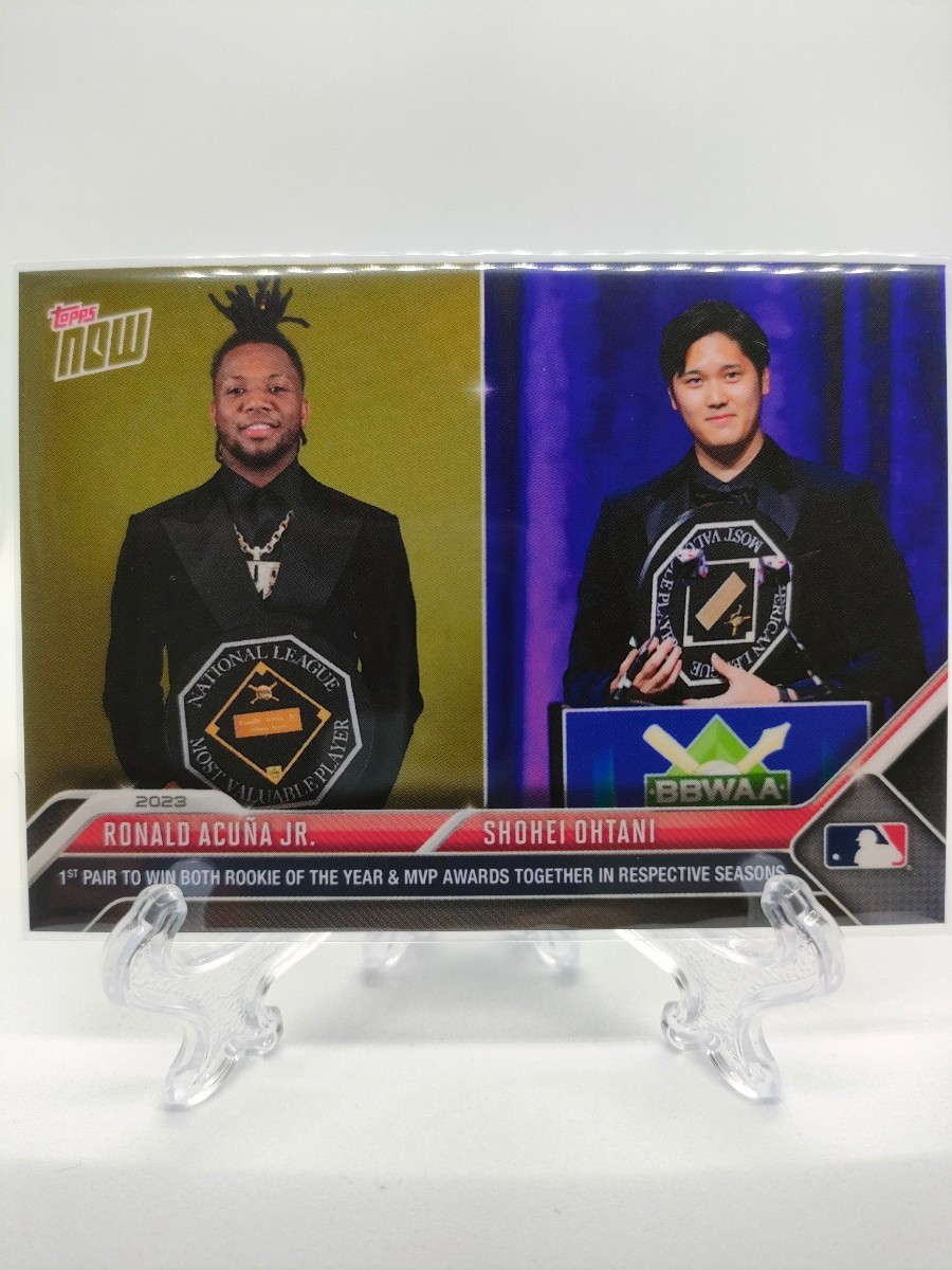 【新品同様×2枚】Topps Now 大谷翔平／アクーニャJr. 2023年MVP表彰式_画像2