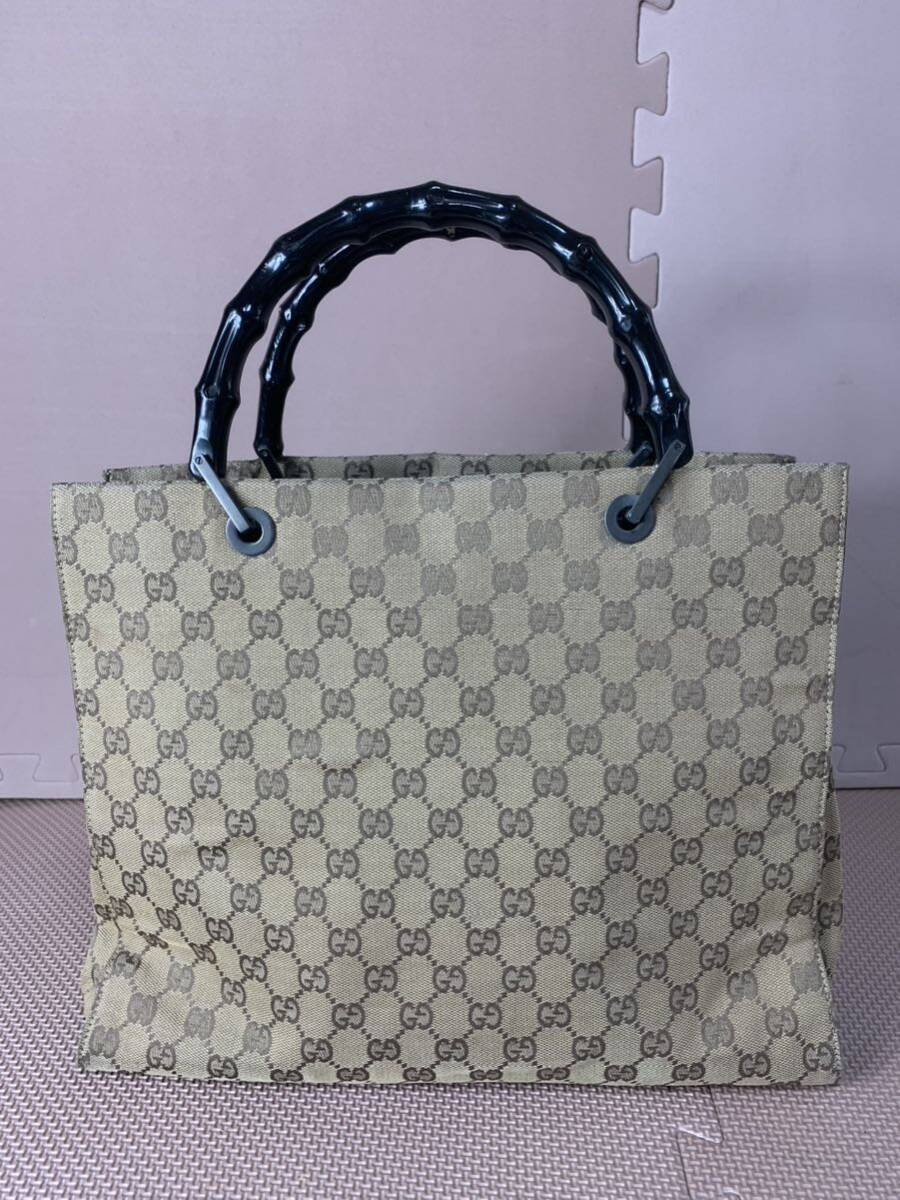 【1円】GUCCI グッチ トートバッグ ハンドバッグ バンブー GGキャンバス 現状品の画像3