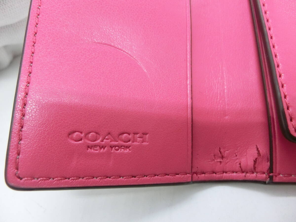 ◇COACH◇#1100 コーチ 花柄キーケース ホワイト ピンク 中古品_画像7