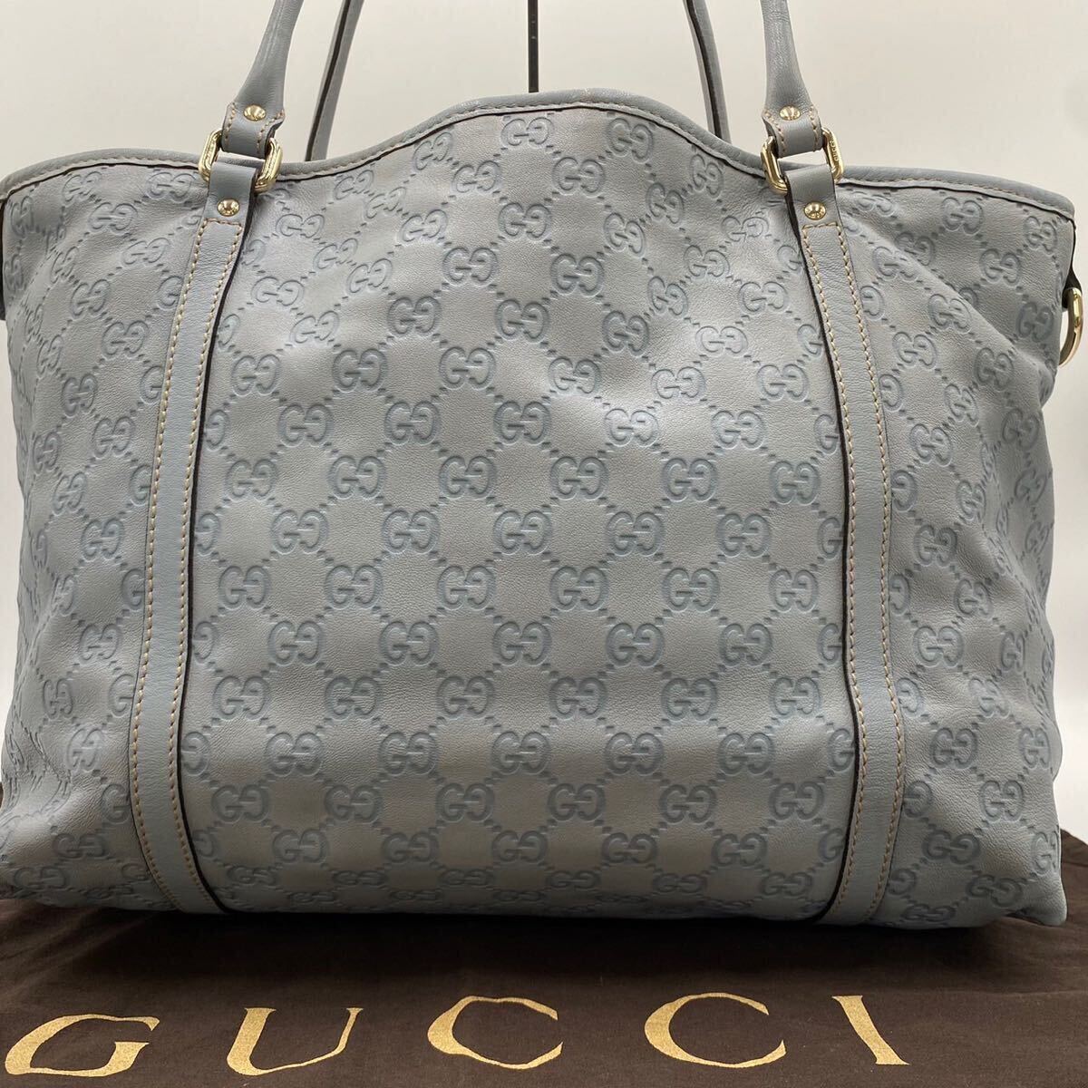 1 иен [ редкий цвет ]GUCCI Gucci большая сумка портфель натуральная кожа simaA4 возможно GG рисунок бизнес мужской плечо .. ходить на работу посещение школы документы оттенок голубого 