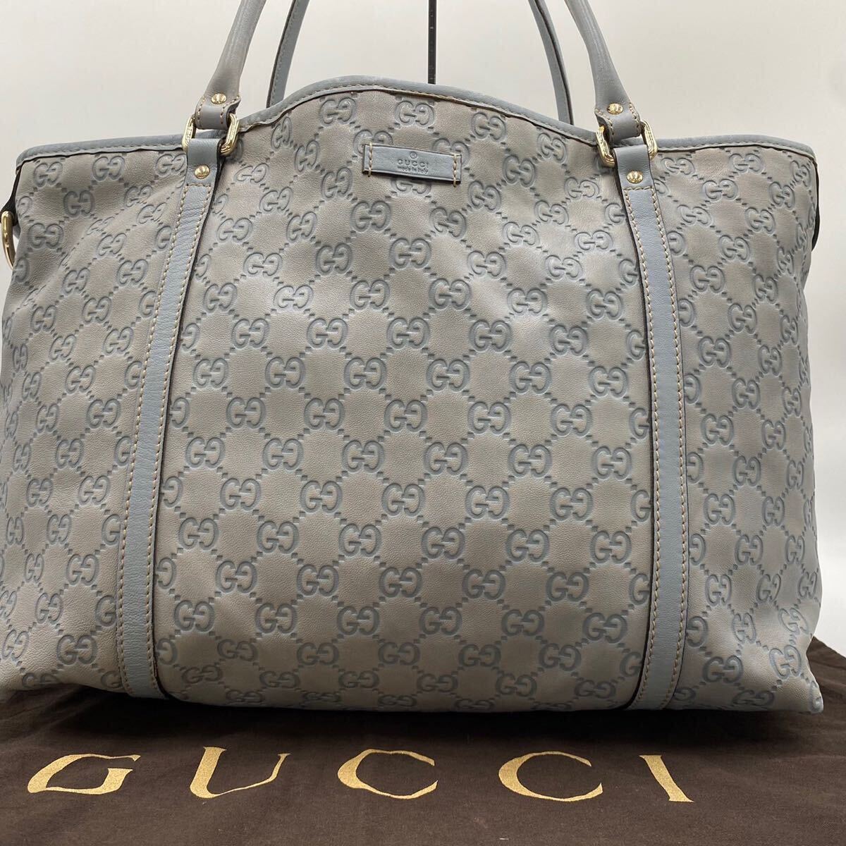 1 иен [ редкий цвет ]GUCCI Gucci большая сумка портфель натуральная кожа simaA4 возможно GG рисунок бизнес мужской плечо .. ходить на работу посещение школы документы оттенок голубого 