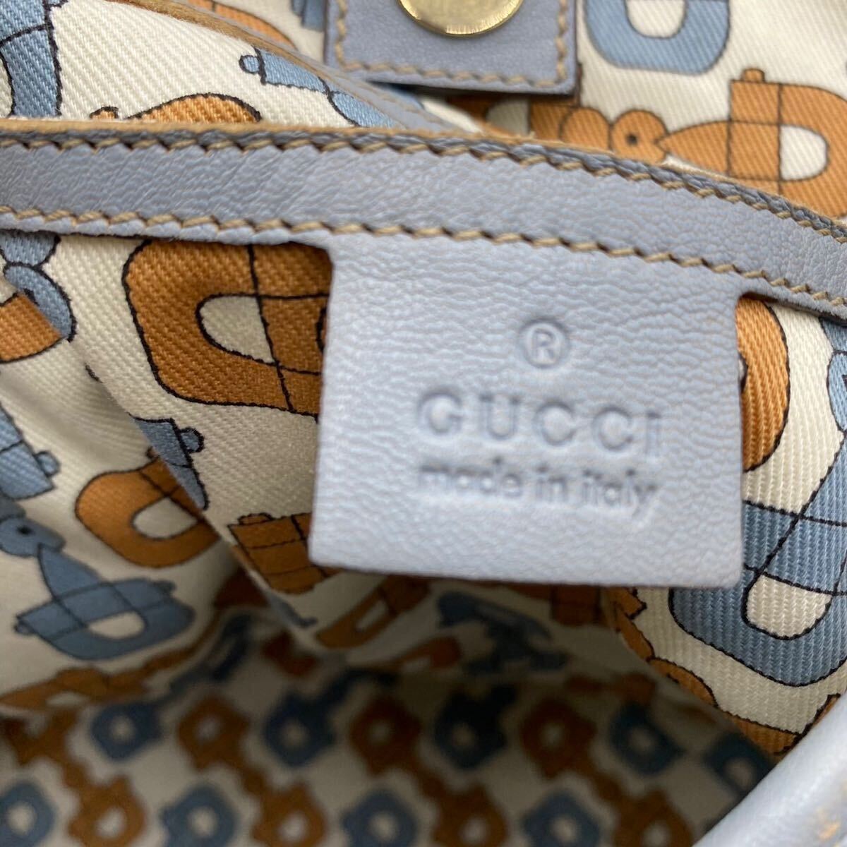 1円『希少色』GUCCI グッチ トートバッグ ブリーフケース 本革 レザー シマ A4可 GG柄 ビジネス メンズ 肩掛け 通勤 通学 書類 ブルー系_画像9