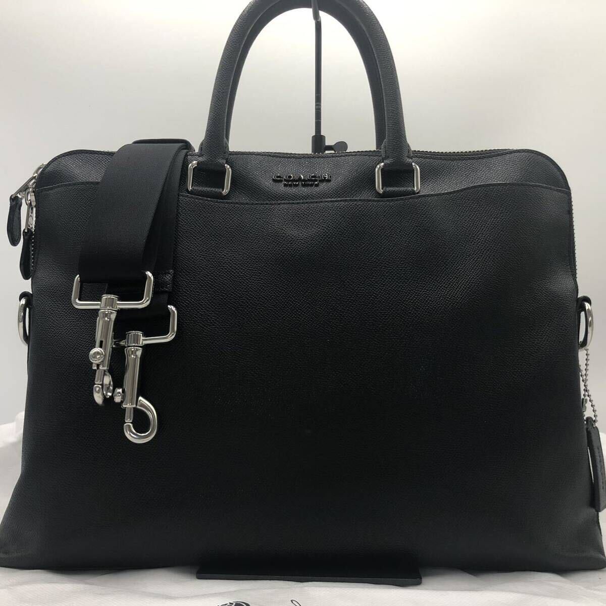 1円『美品・希少品』COACH コーチ ビジネスバッグ ブリーフケース ショルダー 2way メンズ ベケット A4/PC可 ブラック レザー 斜め掛けの画像2