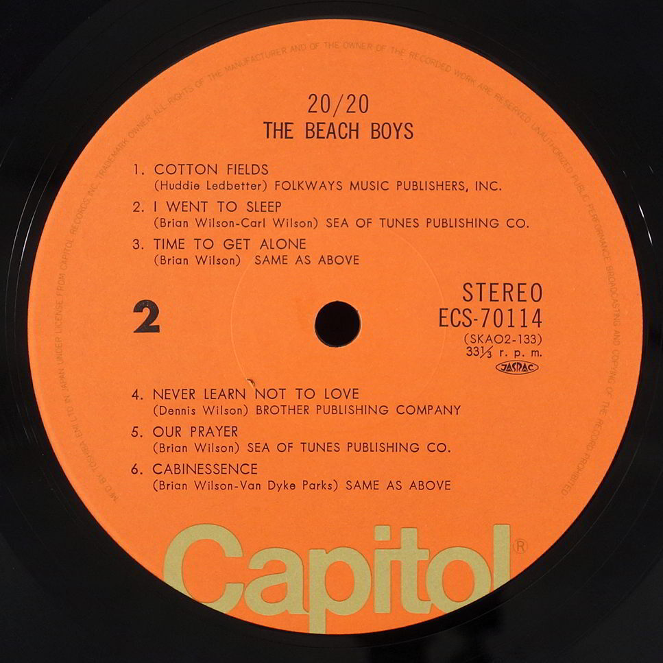 LP/　The Beach Boys 　20/20　　/国内盤/東芝Capitol/ECS-70114/７７年/_画像8