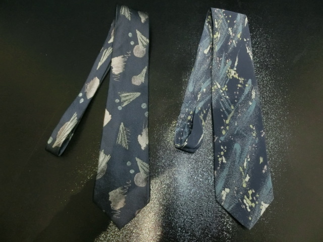  necktie Issey Miyake navy gray 2 ps made in Japan 