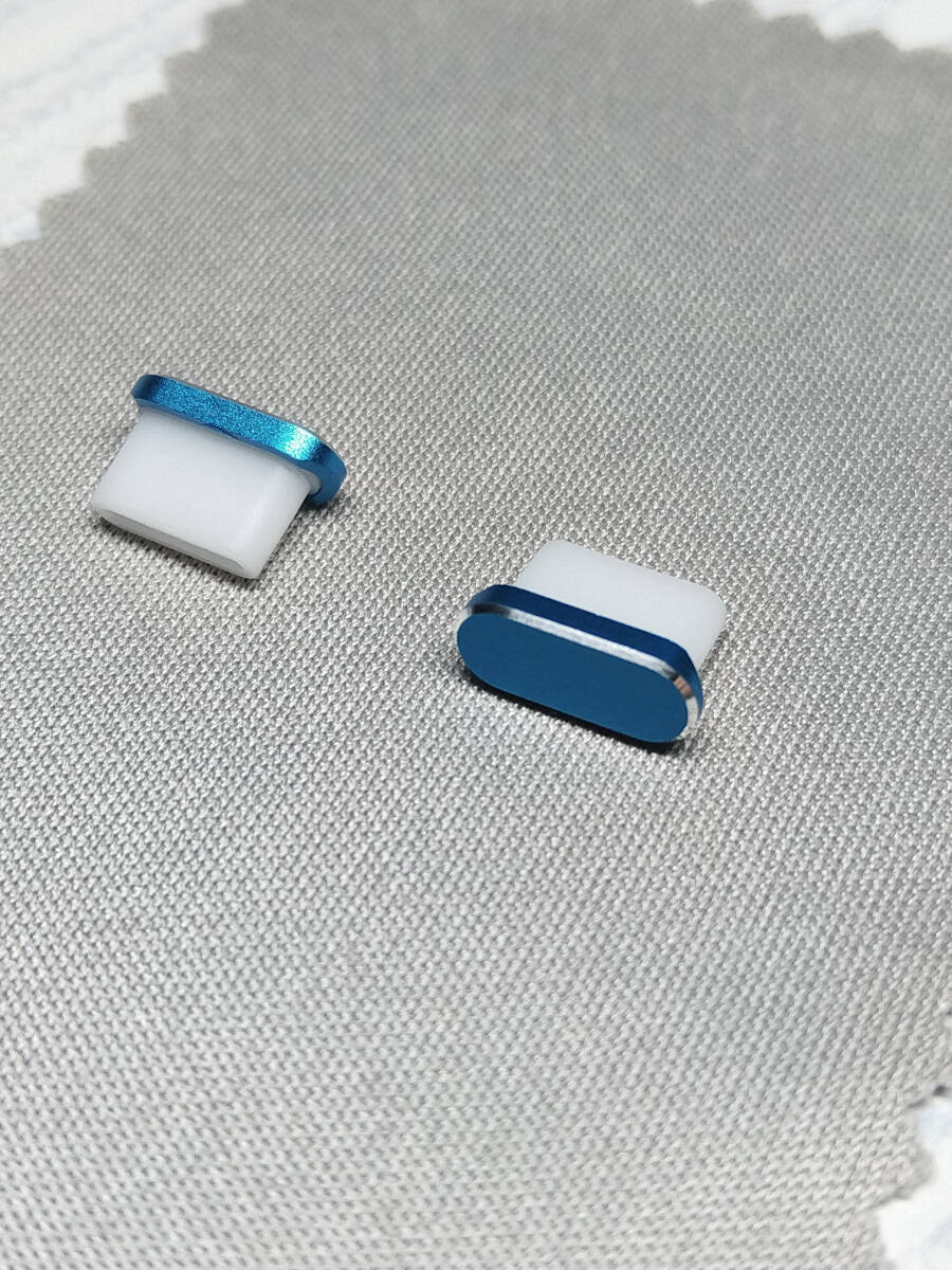 [定形] Type-C コネクタカバー ブルー 2個 / 防塵 保護キャップ コネクタキャップ ダストプラグ ダストカバー 充電口 充電端子 iPhone15_画像3