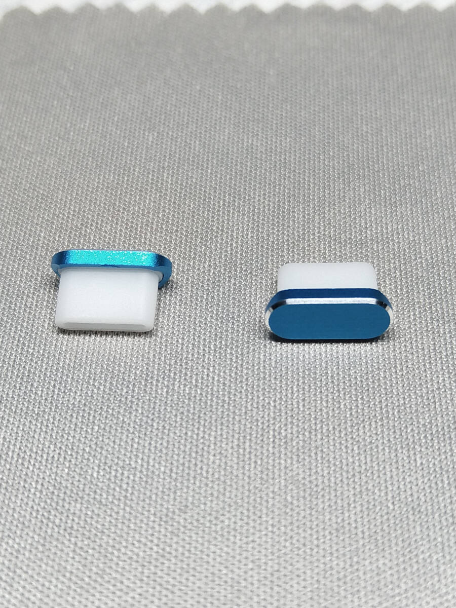 [定形] Type-C コネクタカバー ブルー 2個 / 防塵 保護キャップ コネクタキャップ ダストプラグ ダストカバー 充電口 充電端子 iPhone15_画像2
