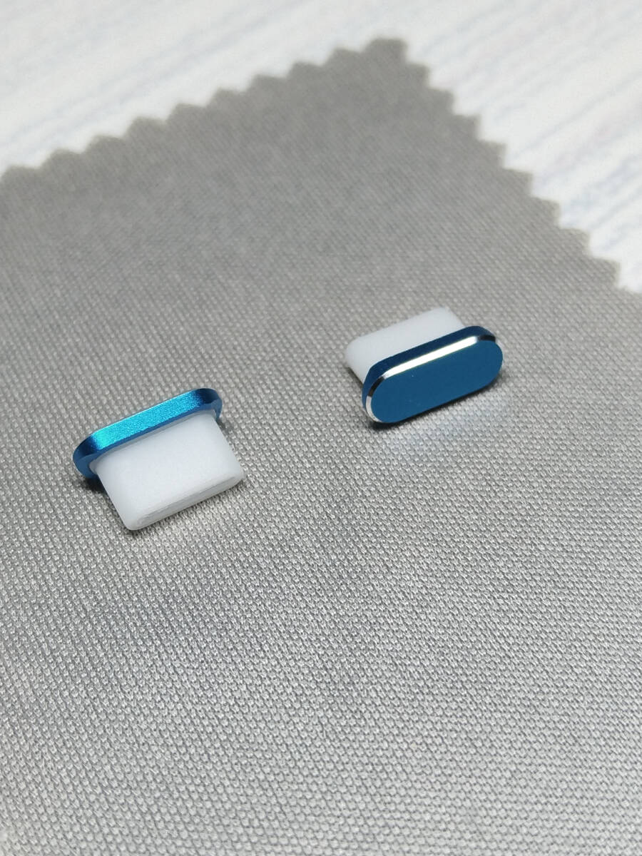 [定形] Type-C コネクタカバー ブルー 2個 / 防塵 保護キャップ コネクタキャップ ダストプラグ ダストカバー 充電口 充電端子 iPhone15_画像5
