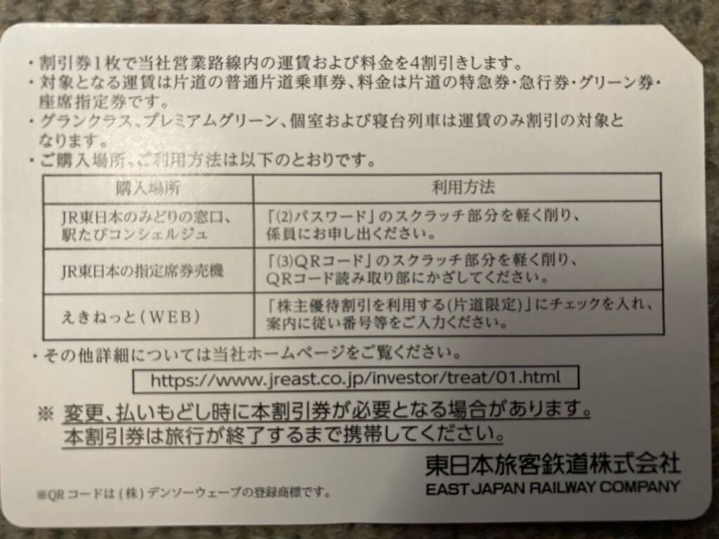 JR東日本 株主優待割引券 2枚　【有効期限　2024年6月30日まで】_画像2