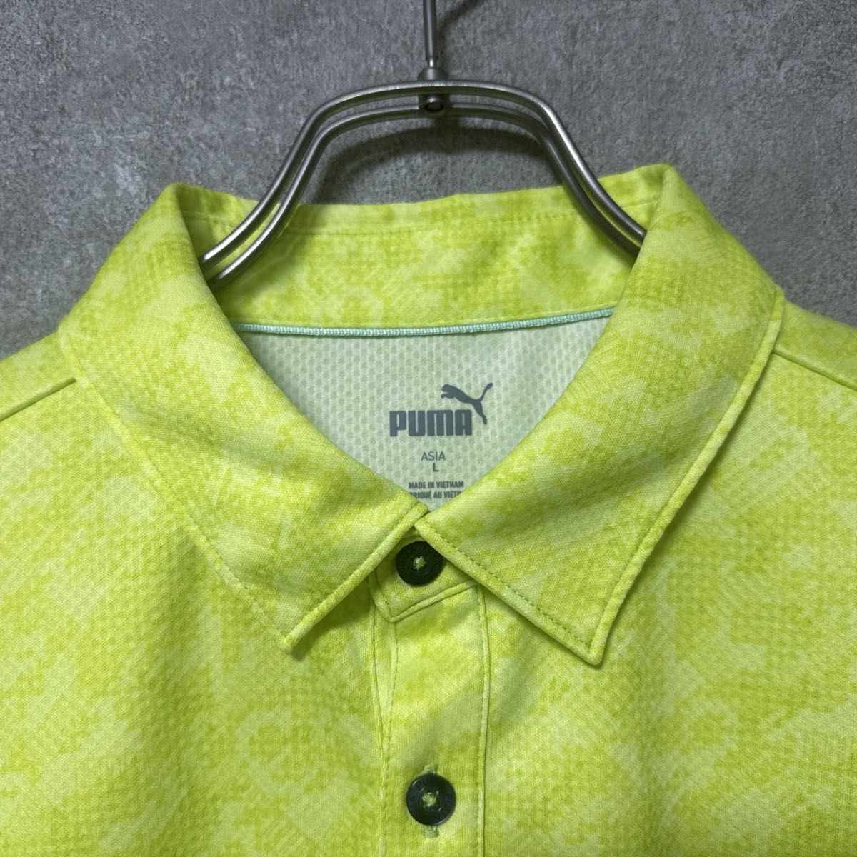 PUMA プーマ ゴルフ 総柄 半袖 ポロシャツ メンズ ウェア L シャツ 人気 デザイン 派手 襟付き スポーツ ロゴ