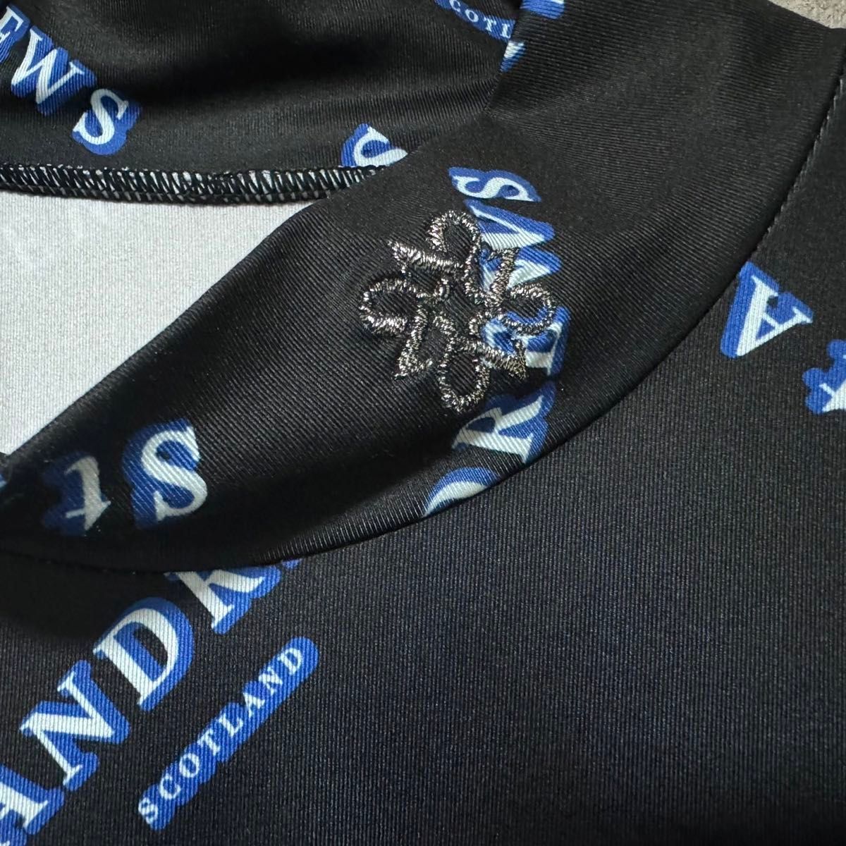 St ANDREWS セント アンドリュース 総柄 ロゴ モックネック シャツ 半袖 ゴルフ ウェア メンズ 人気