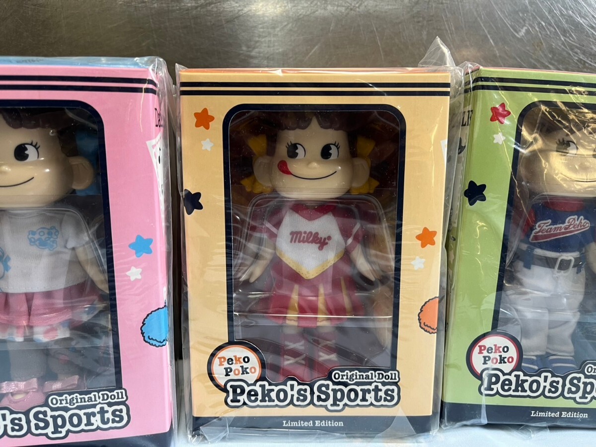 ○ 未開封 FUJIYA 不二家 オリジナルドール Peko’s Sports Limited Edition ペコポコ 4種 チアガール ゴルフ ダンス 野球 ④_画像5