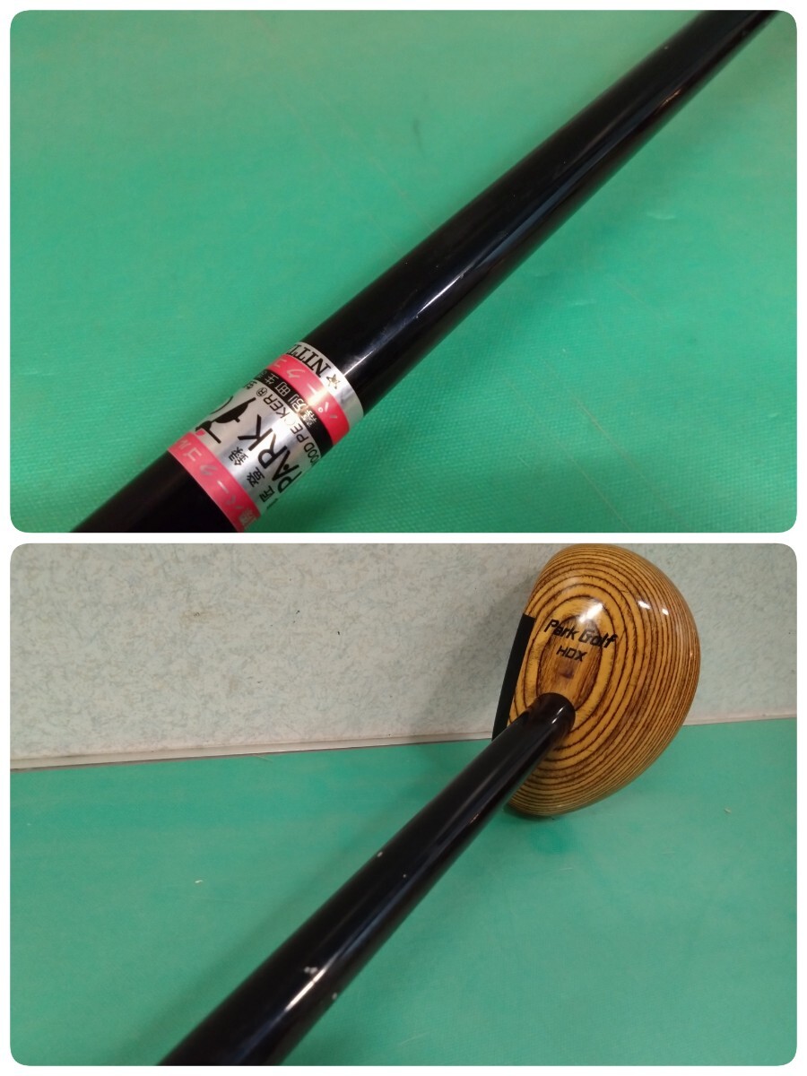 ● D)パークゴルフクラブ NITTAX NTX Park Golf HDX 845mm 右打ち用 DUNLOPヘッドカバー/ボール/ホルダー オマケ 中古品 ①_画像8