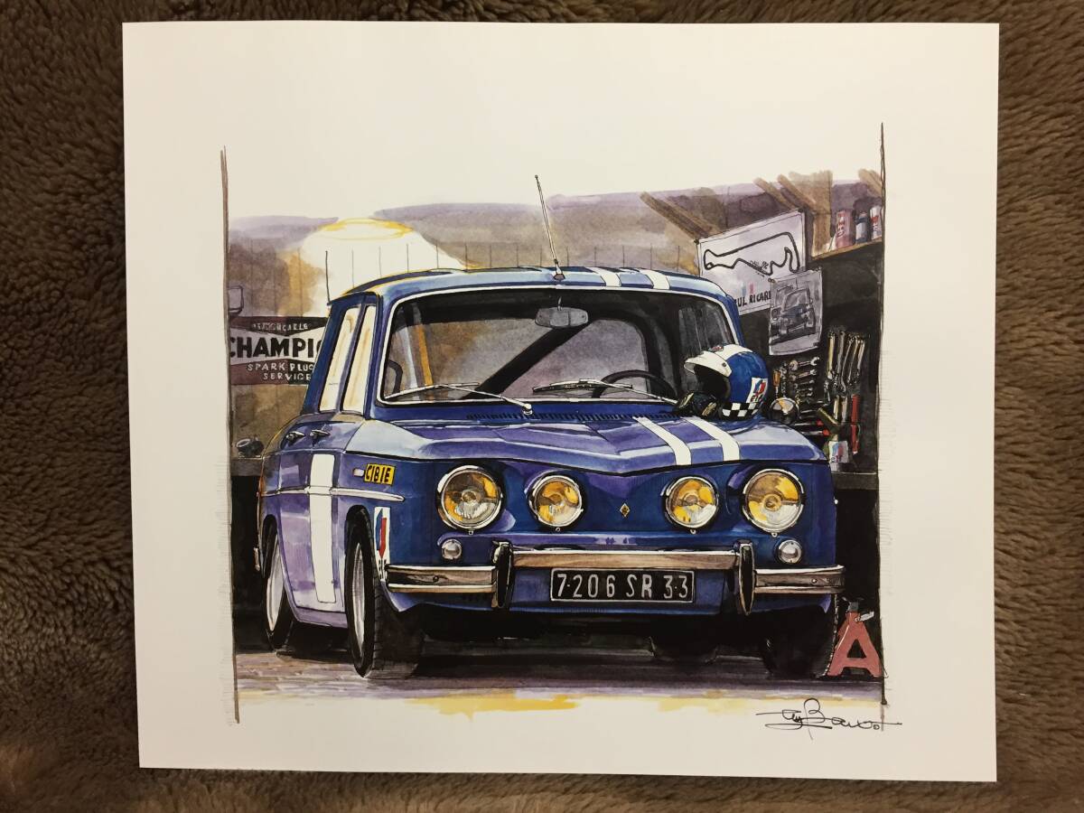 【正規品 絶版】Bowイラスト ルノーR8 ゴルディーニ カーマガジン 266 Renault R8 Gordini アンティーク クラシックカー 旧車 絵_画像2