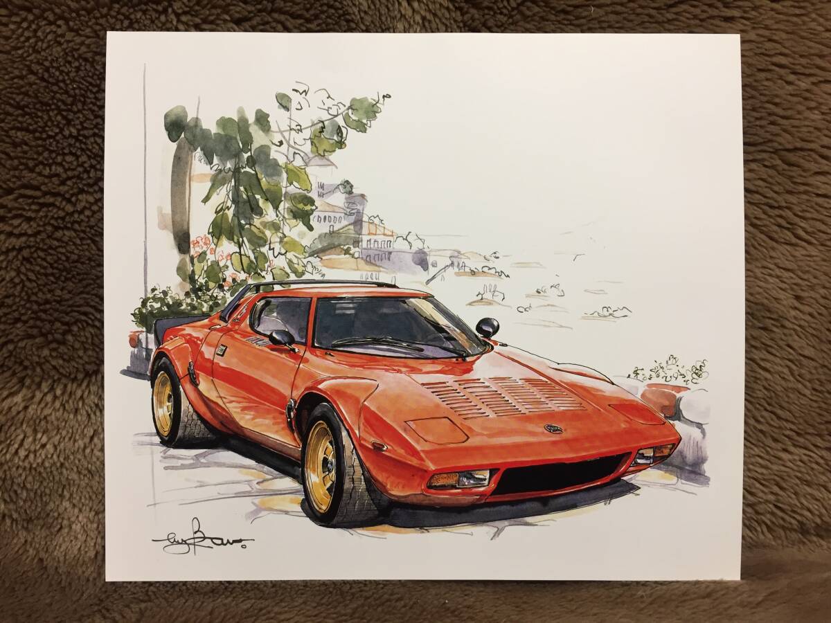 【正規品 絶版】Bowイラスト ランチア ストラトス カーマガジン 219 Lancia Stratos アンティーク インテリア クラシックカー 旧車 絵の画像2