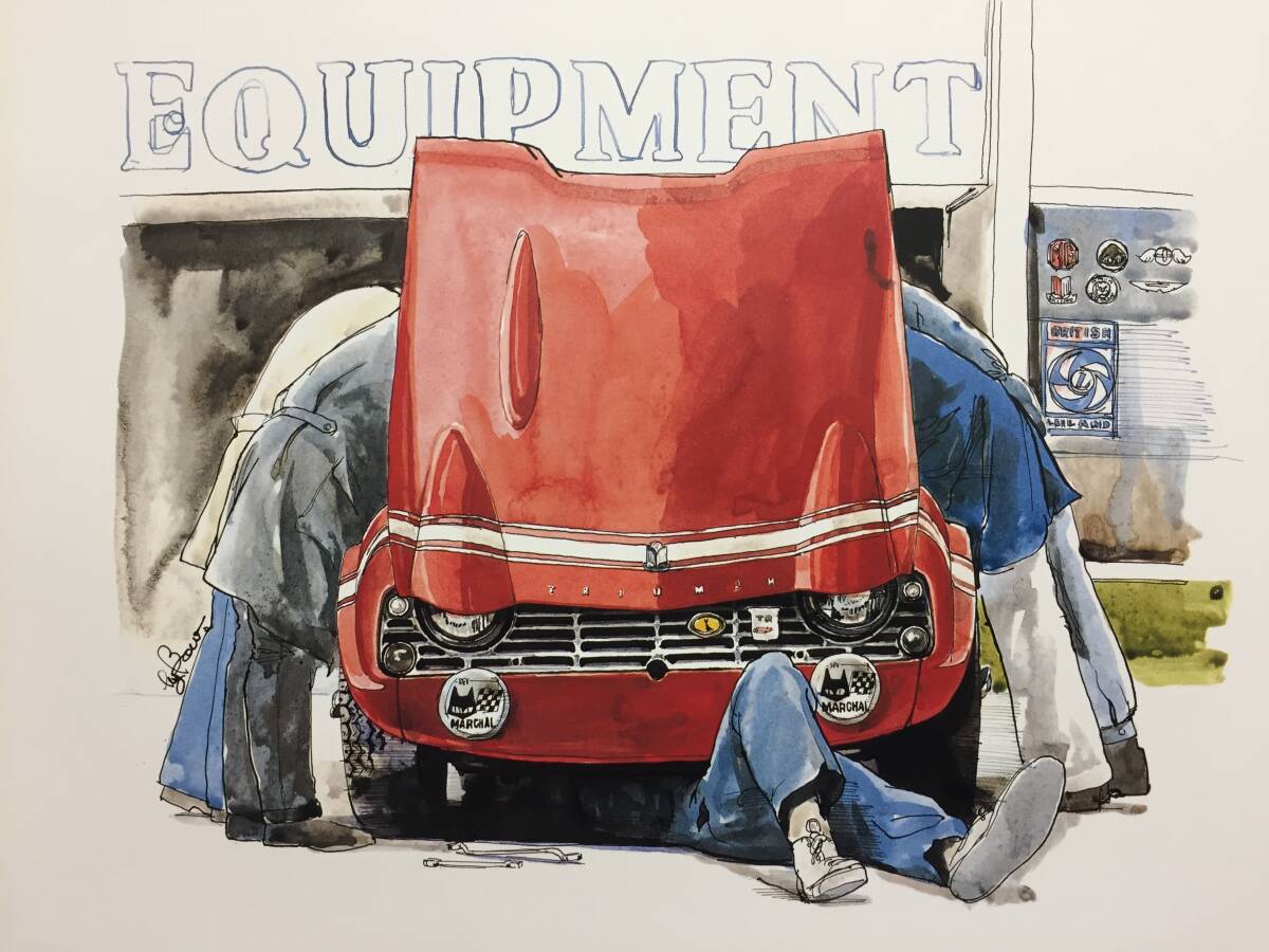 【正規品 絶版】Bowイラスト トライアンフTR-4 レーシング カーマガジン 27 Triumph TR-4 Racing アンティーク クラシックカー 旧車 絵の画像1