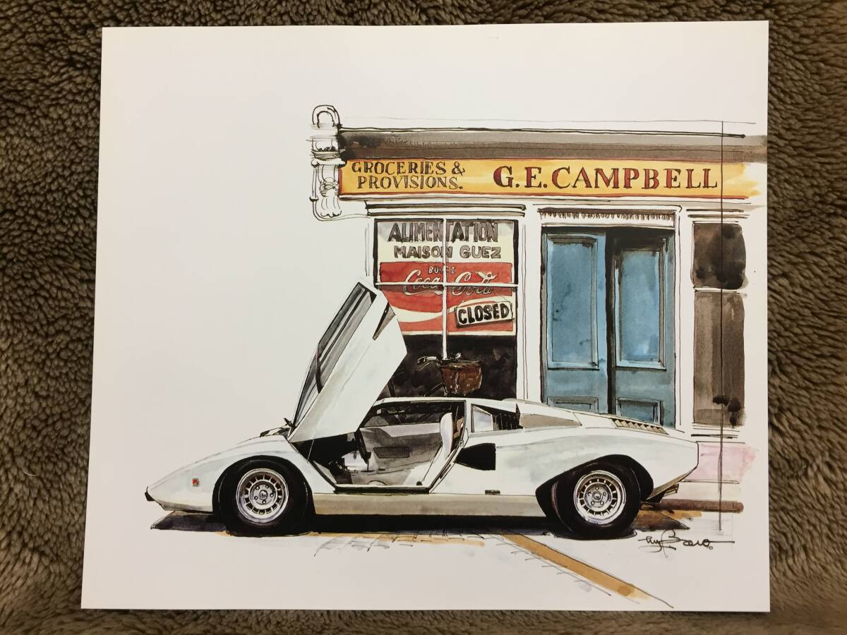 【正規品 絶版】Bowイラスト ランボルギーニ カウンタックLP400 カーマガジン 106 Lamborghini Countach LP400 クラシックカー 旧車 絵の画像2