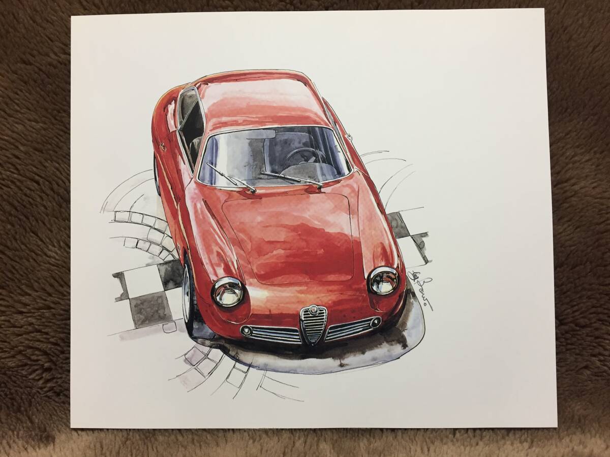 【正規品 絶版】Bowイラスト アルファロメオ ジュリエッタ SZ カーマガジン 40 Alfa Romeo Giulietta SZ クラシックカー 旧車 絵の画像2