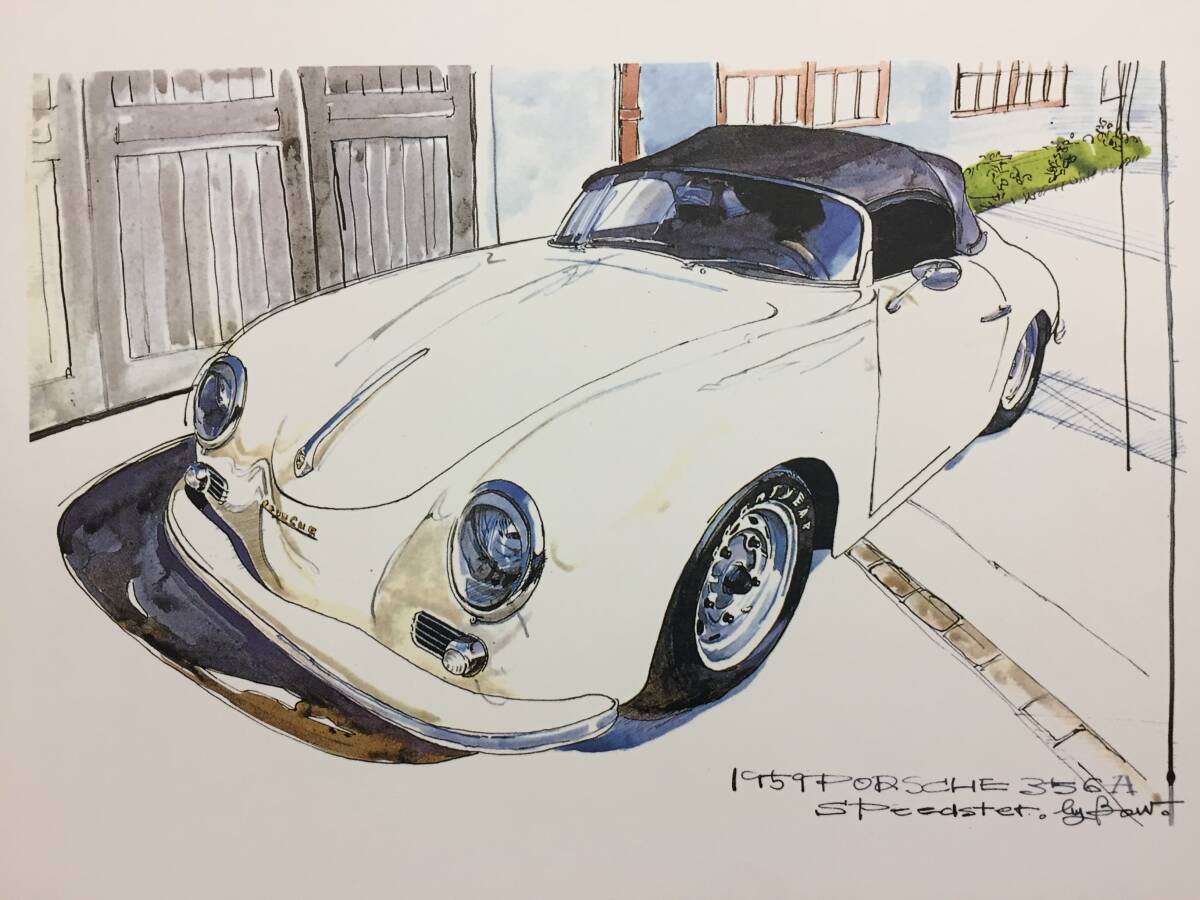 【正規品 絶版】Bowイラスト ポルシェ356Aスピードスター カーマガジン 37 Porsche356A Speedstar アンティーク クラシックカー 旧車 絵の画像1