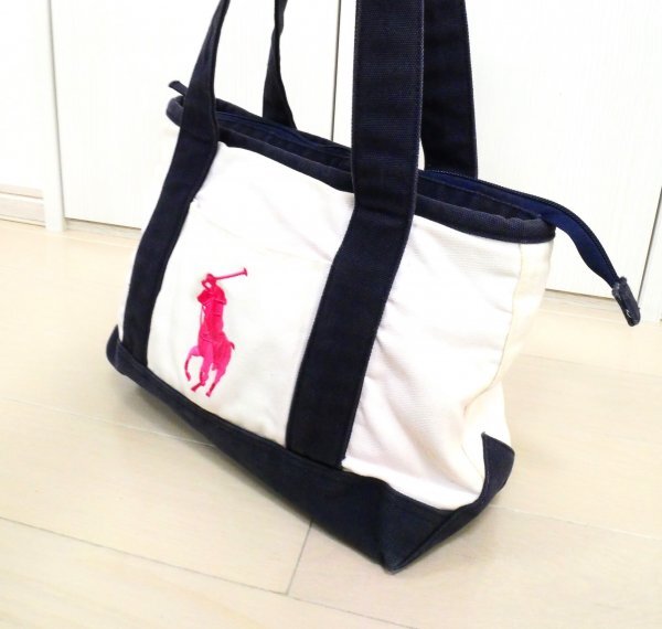 POLO Polo Ralph Lauren * tote bag *po knee Mark .... entering * white * navy 