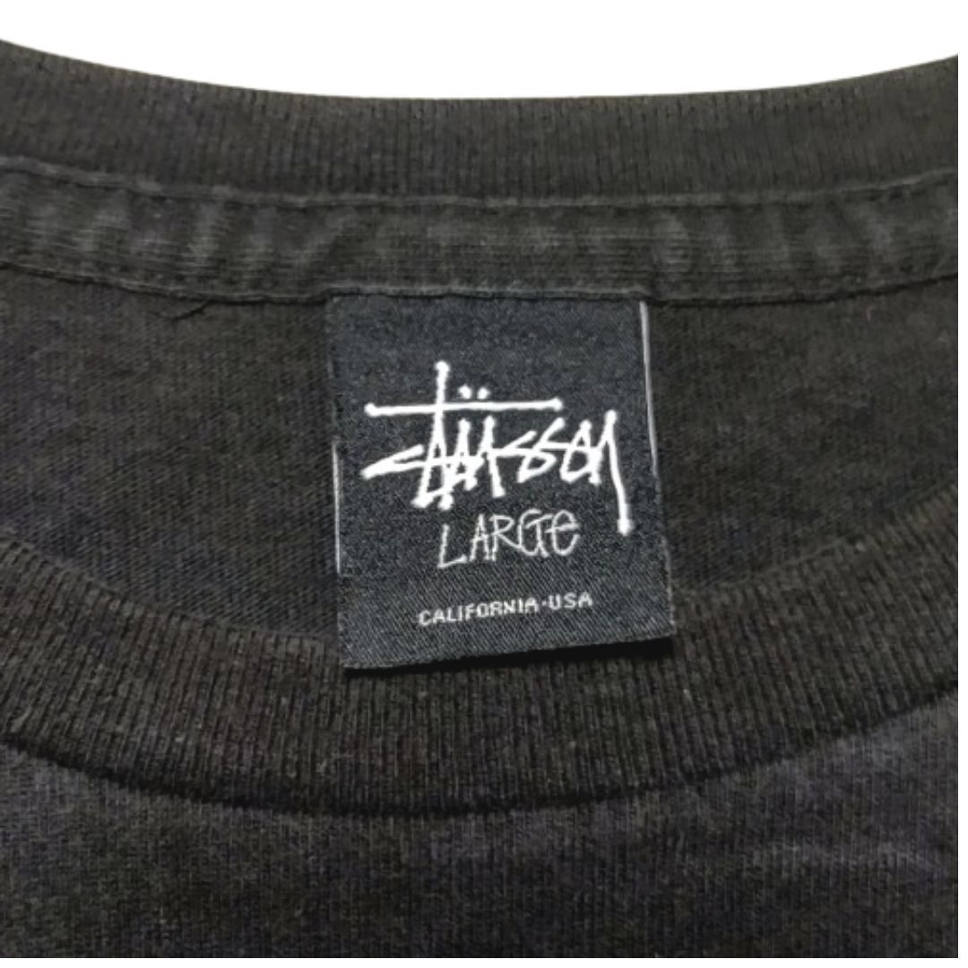 STUSSY ステューシー メンズ　ロゴプリント　半袖Ｔシャツ　サイズＬ　ブラック_画像4