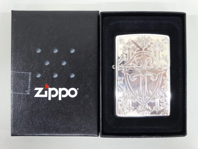 2013年製 ZIPPO ジッポ クロス シルバー 銀 オイル ライター USAの画像1