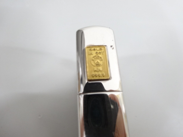 2001年製 ZIPPO ジッポ GOLD IN GOT K24 999.9 インゴット付き 24金 限定 シルバー 銀 オイル ライター USAの画像10