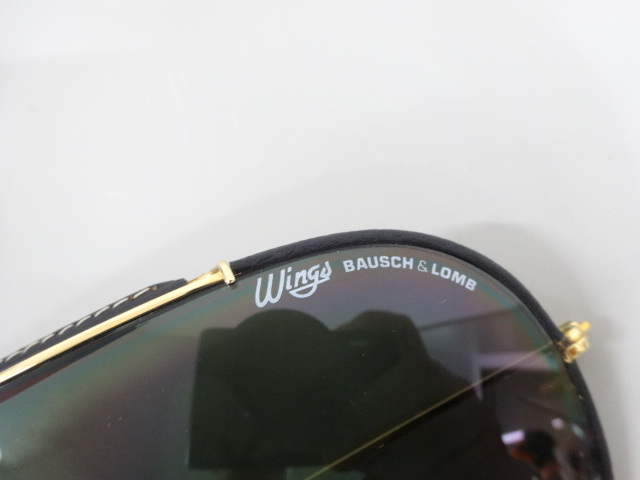 希少 美品 USA製 B&L RayBan ボシュロム レイバン Leather Wings レザー ウィングス U.S. PAT DES 273.794 サングラス 黒 金 BAUSCH & LOMBの画像3