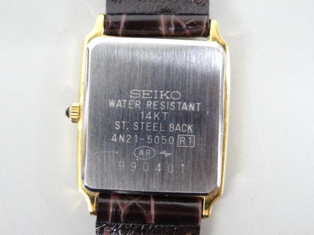  Junk SEIKO Seiko EXELINE Exceline 4N21-5050 14KT женский кварц наручные часы 14 золотой 