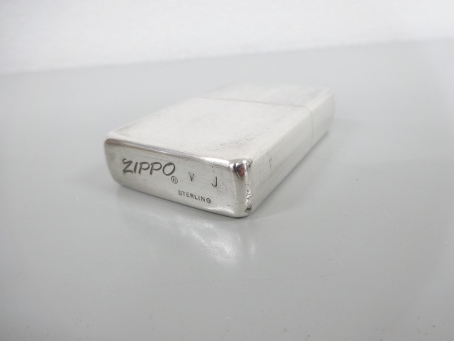 1989 year made ZIPPO Zippo STERLING SILVER sterling silver plain 80\'s 80 period italik writing brush chronicle body silver lighter USA Vintage 