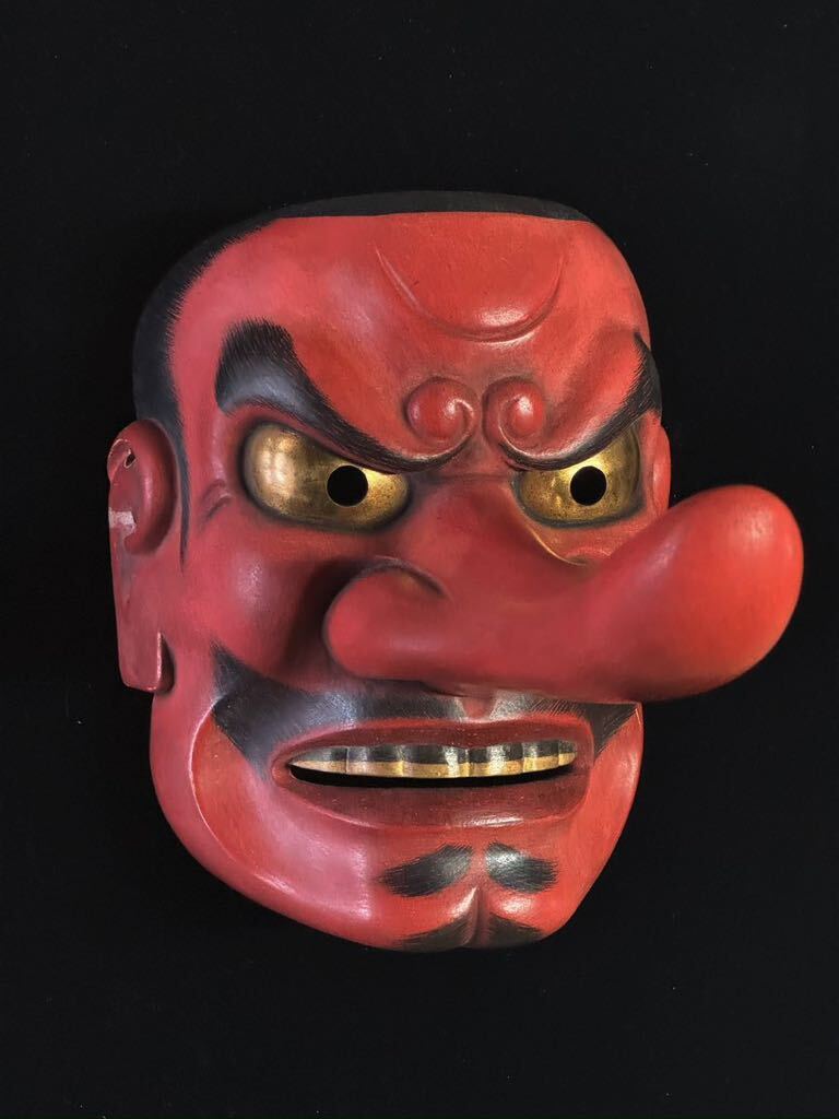 古美術】天狗面 2 阿吽 能面 狂言面 天狗 神楽面 猿田彦お面 古美術】天狗面 2 阿吽 能面 狂言面 天狗 神楽面 猿田彦お面
