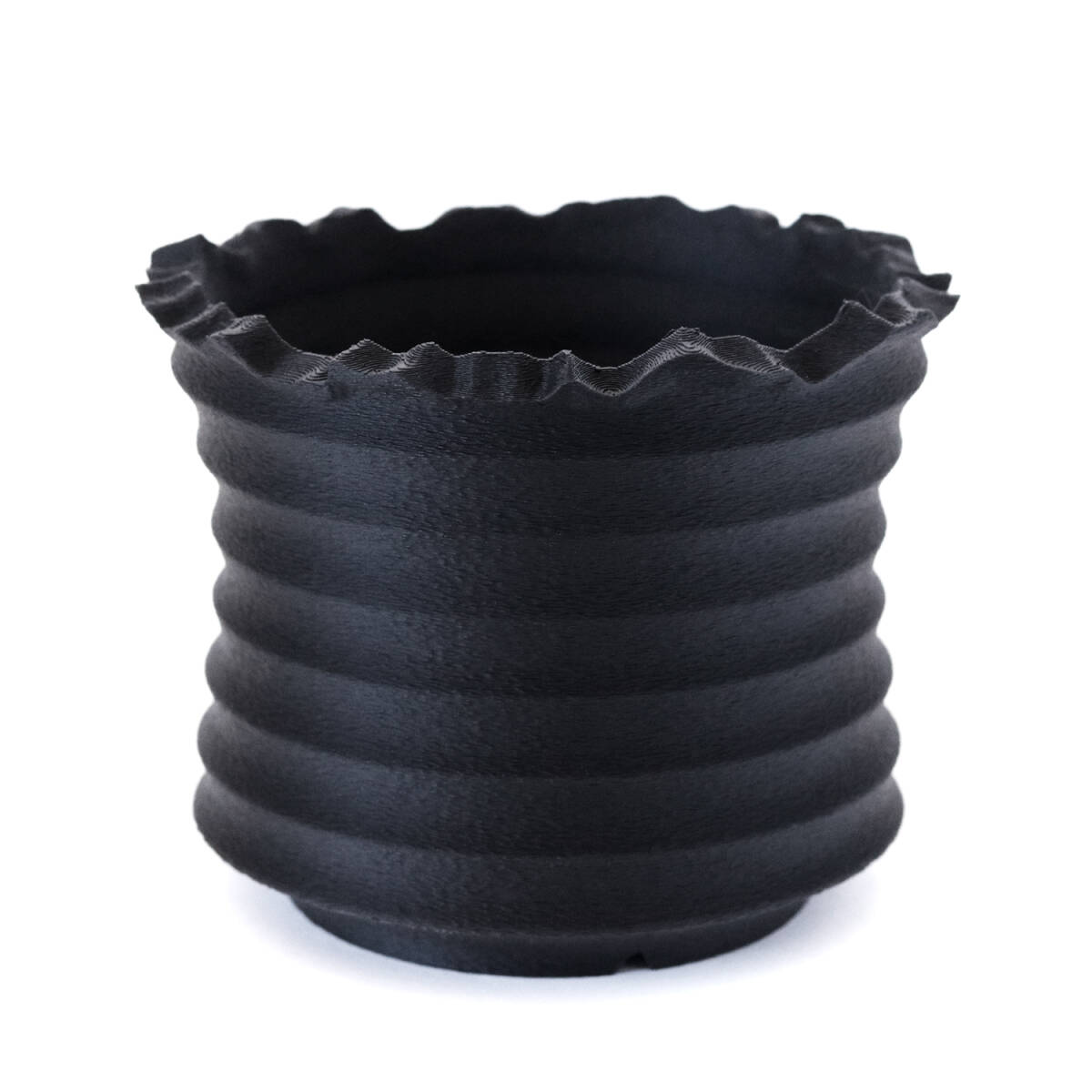 Adv-037-2 (115×95) Ripple Pot 植木鉢 おしゃれ 水捌け シンプル 黒 プラ鉢 多肉植物 塊根植物 観葉 ブラック 3d鉢 排水 通気性 作家鉢_画像2