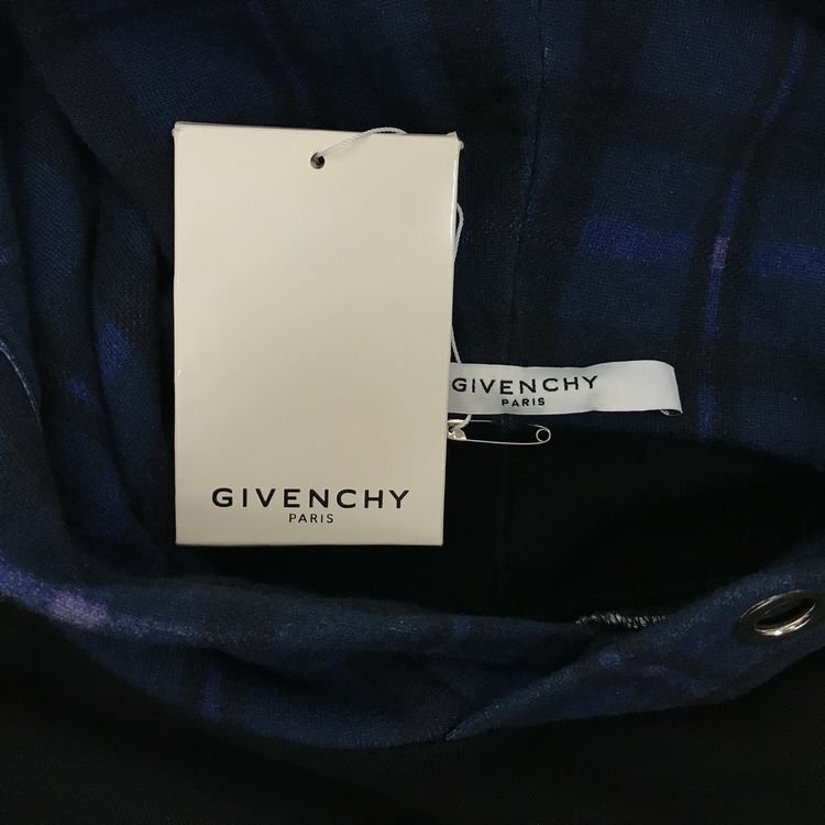 ◆大幅値下げ！★ほぼ美品★GIVENCHY ジバンシー　チェックフーテッドパーカー　17W7126_653　メンズ　XS　黒　中古A【辻屋質店A0302】_画像5