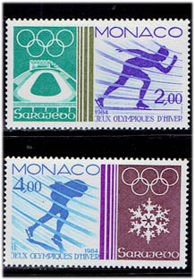 モナコ 1984年 サラエボ冬季五輪切手セット_画像1