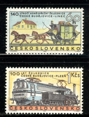  Czech 1968 year railroad other stamp set 