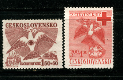 チェコ 1949年 付加金付(赤十字)切手セット_画像1