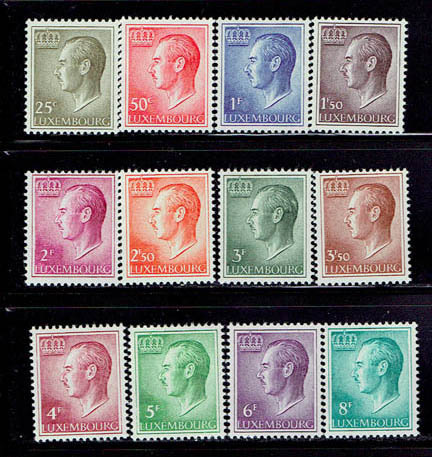 ルクセンブルク 1965-71年 太公通常切手１２種セット_画像1