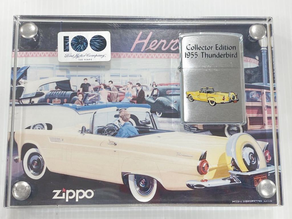 【美品】未使用保管品Zippo ジッポ Ford 100周年1955Thunderbird 2003年製　ケース箱付き　オイルライター_画像2