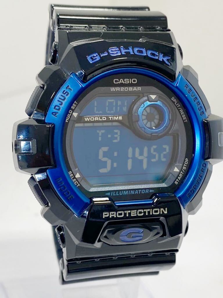 【美品】CASIO カシオ G-SHOCK Gショック デジタル G-8900A ブラック×ブルー 腕時計 稼働品 _画像1