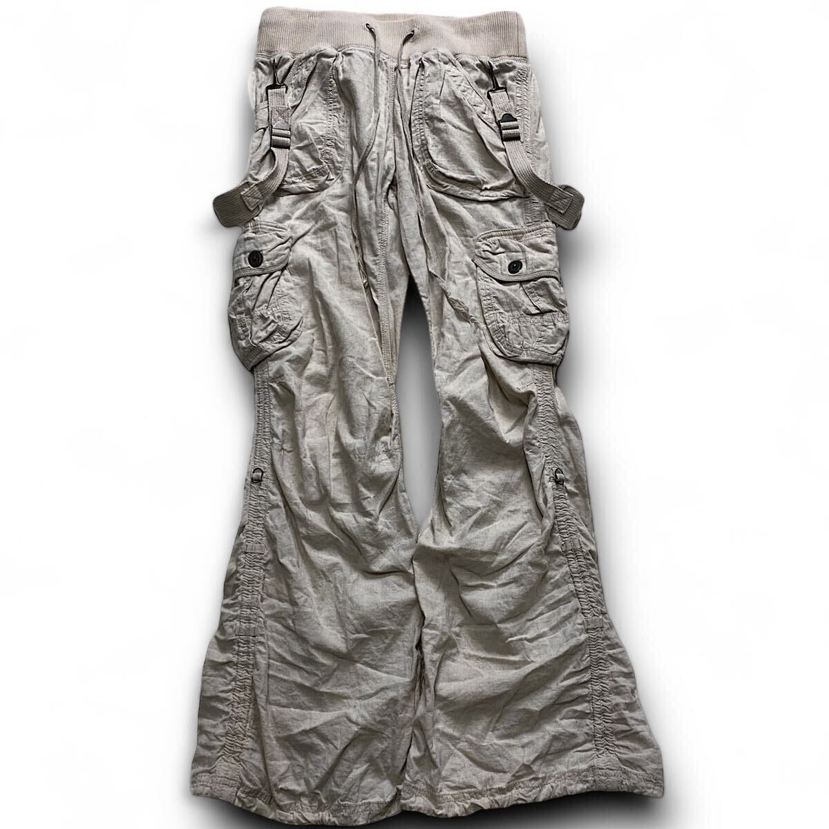 00s G.O.A Parachute Bondage “Zip” Flared Cargo Pants ミリタリー フレア カーゴパンツ l.g.b ifsixwasnine kmrii 14th addition rare の画像2