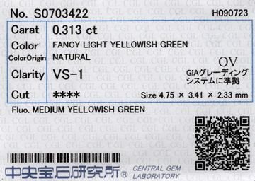 激安スタート！！ 0.313crt Fancy Light Yellowish Green VS1の画像6
