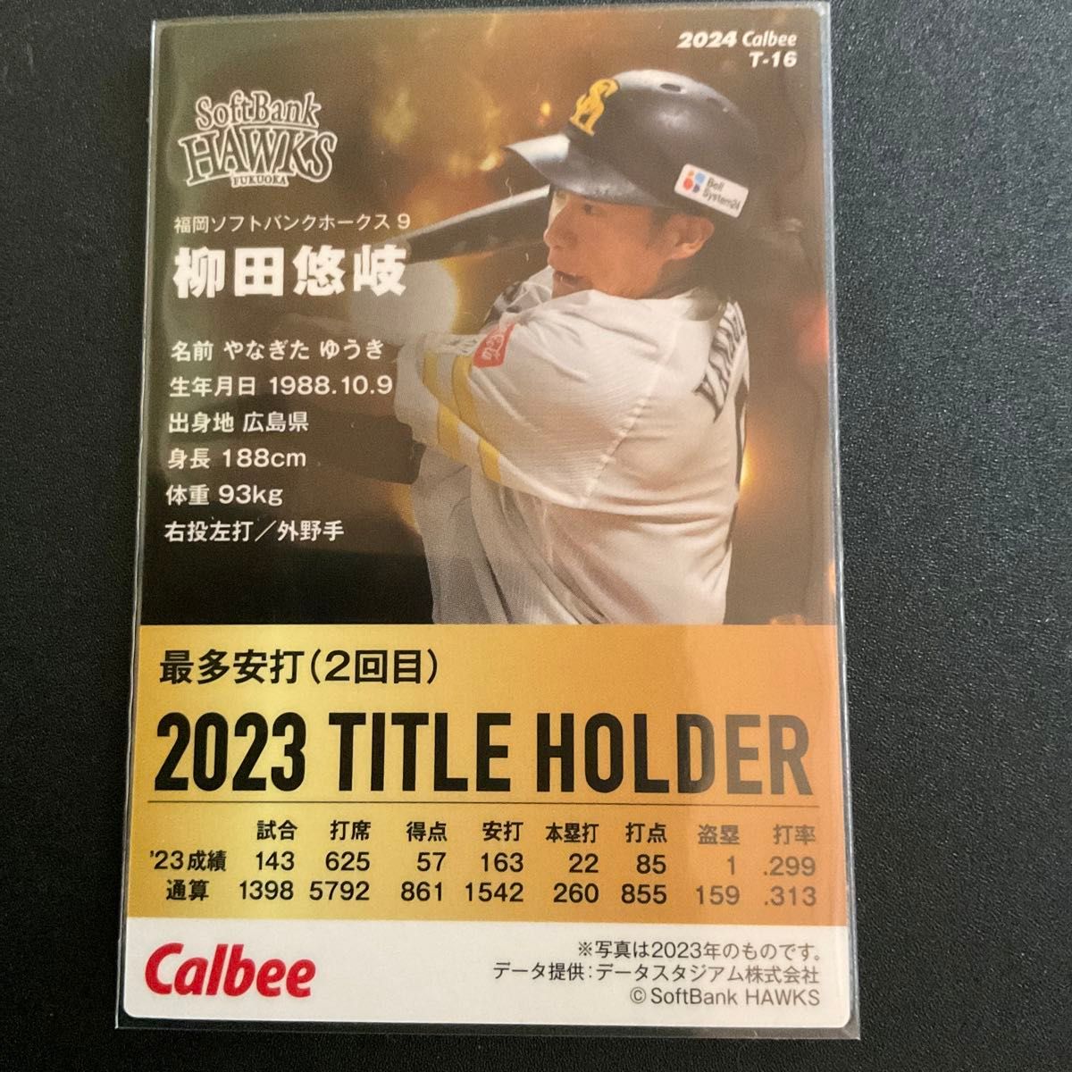 福岡ソフトバンクホークス　柳田悠岐　プロ野球チップス　カード