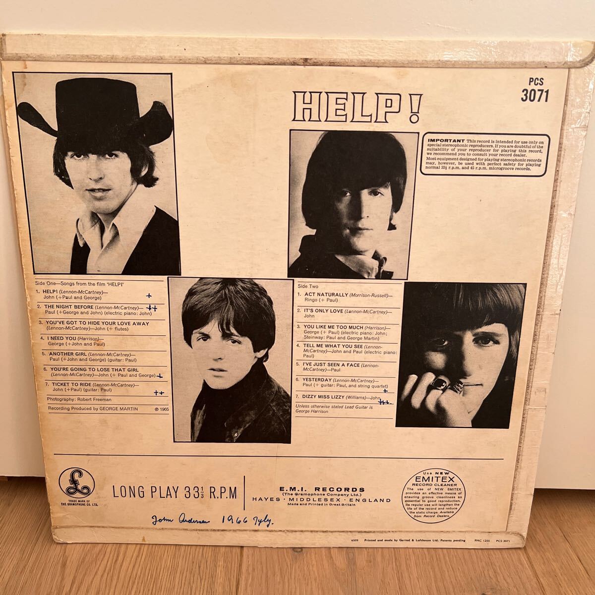 高音質デンマークステレオ盤　マト1/1(3,2) The Beatles HELP! ヘルプ ビートルズ LP レコード Denmark PCS3071_画像3