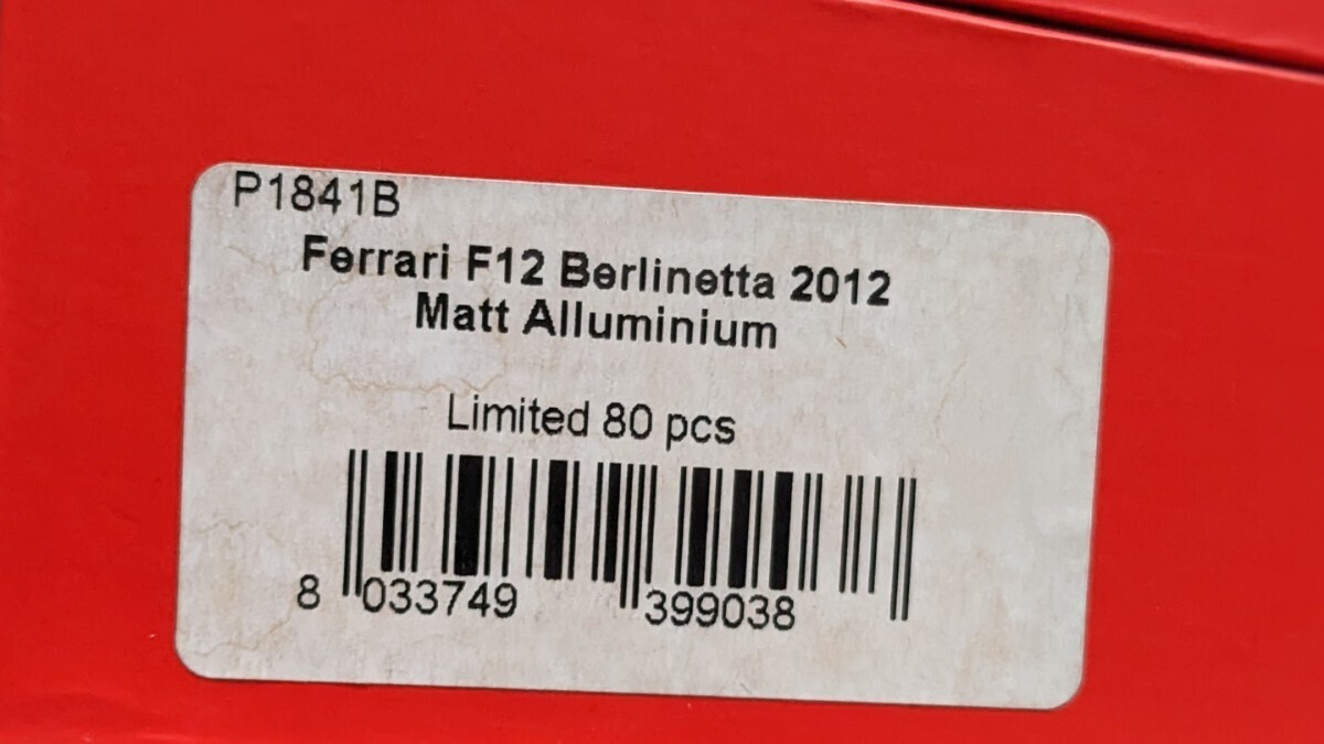 【80セット限定/レア】BBR 1/18 フェラーリ ベルリネッタ f12 マットアルミニウム_画像8