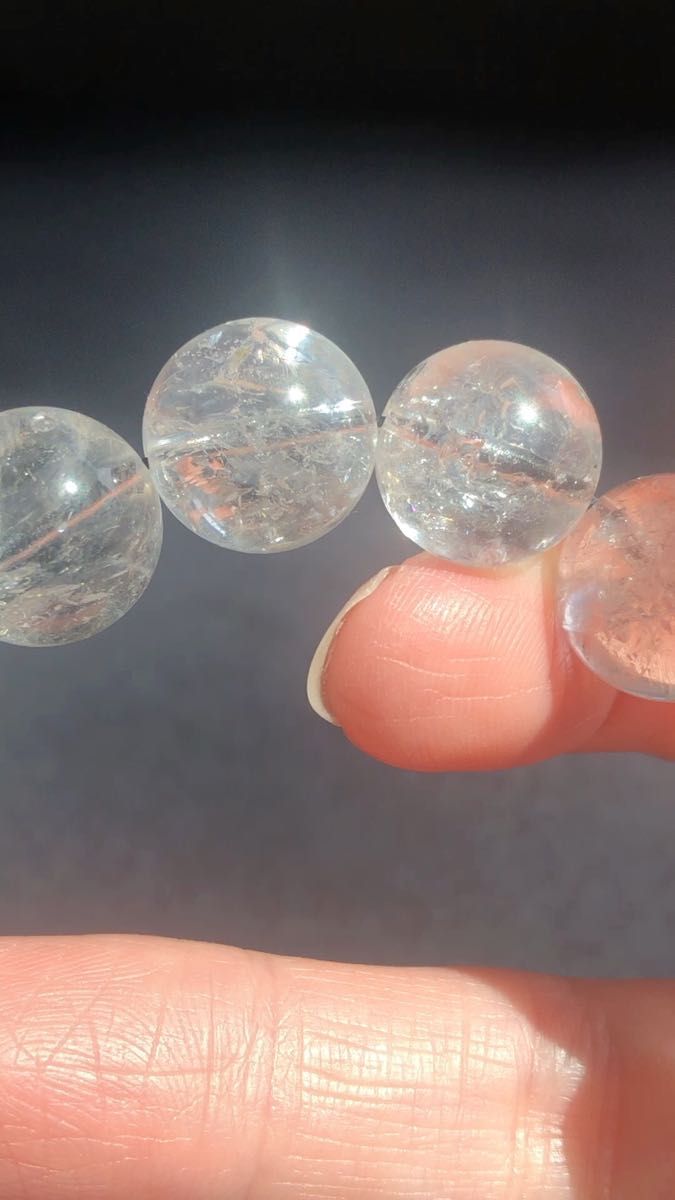 虹入り ハーキマーダイヤモンド ブレスレット 12ミリ