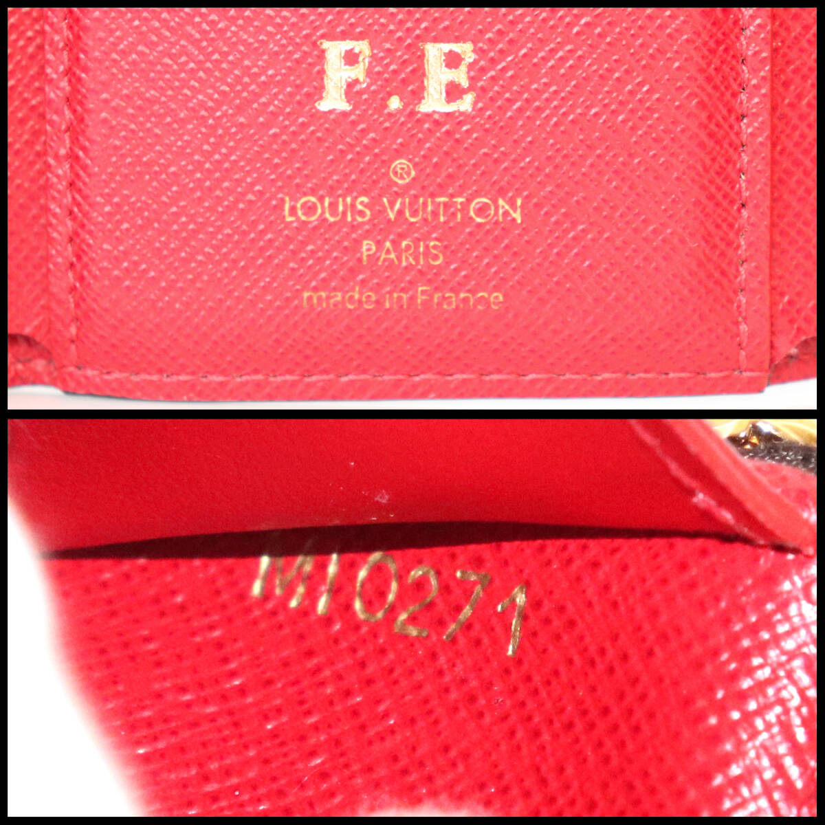 LOUIS VUITTON ルイヴィトン N 41659 ダミエ ポルトフォイユヴィクトリーヌ 三つ折り財布　レッド_画像8