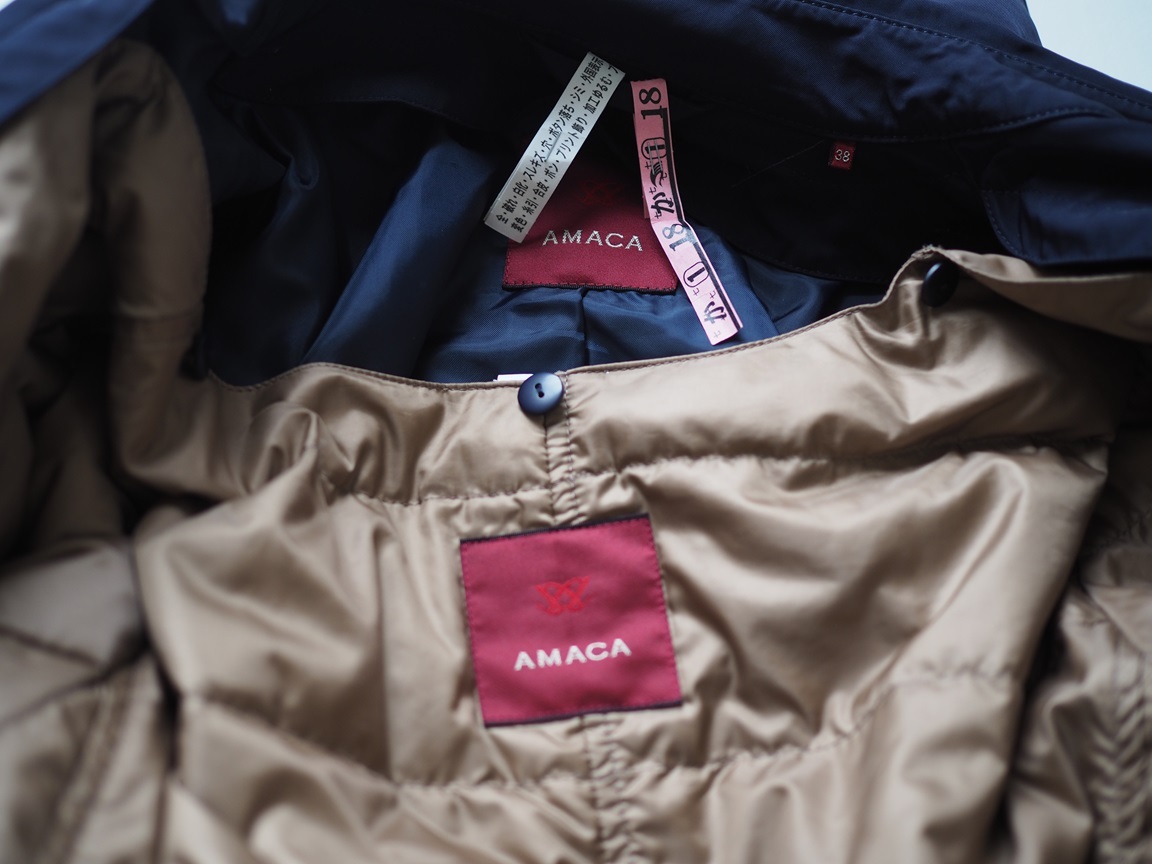 AMACA(a мака )* down подкладка есть пальто с отложным воротником * темно-синий 
