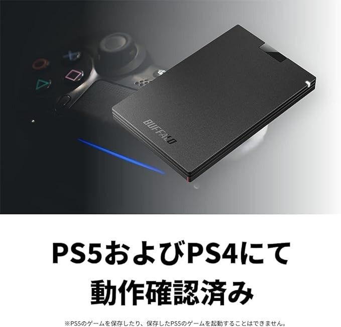 ■美品■BUFFALO　1TB　ポータブル　SSD　外付け　高速SSD　USB接続　SSD-PG1.0U3　Win/Mac/PS5