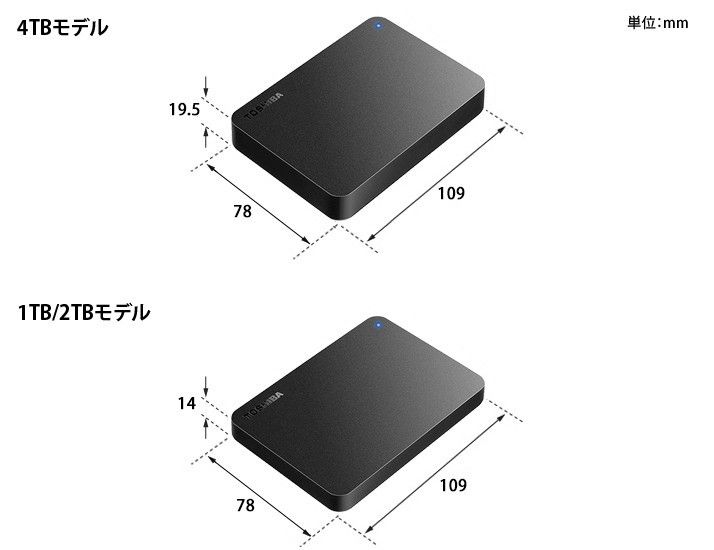 ★美品★TOSHIBA　2TB　ポータブル 外付けHDD【テレビ録画/PC対応　USB3.2(Gen1)対応】Canvio